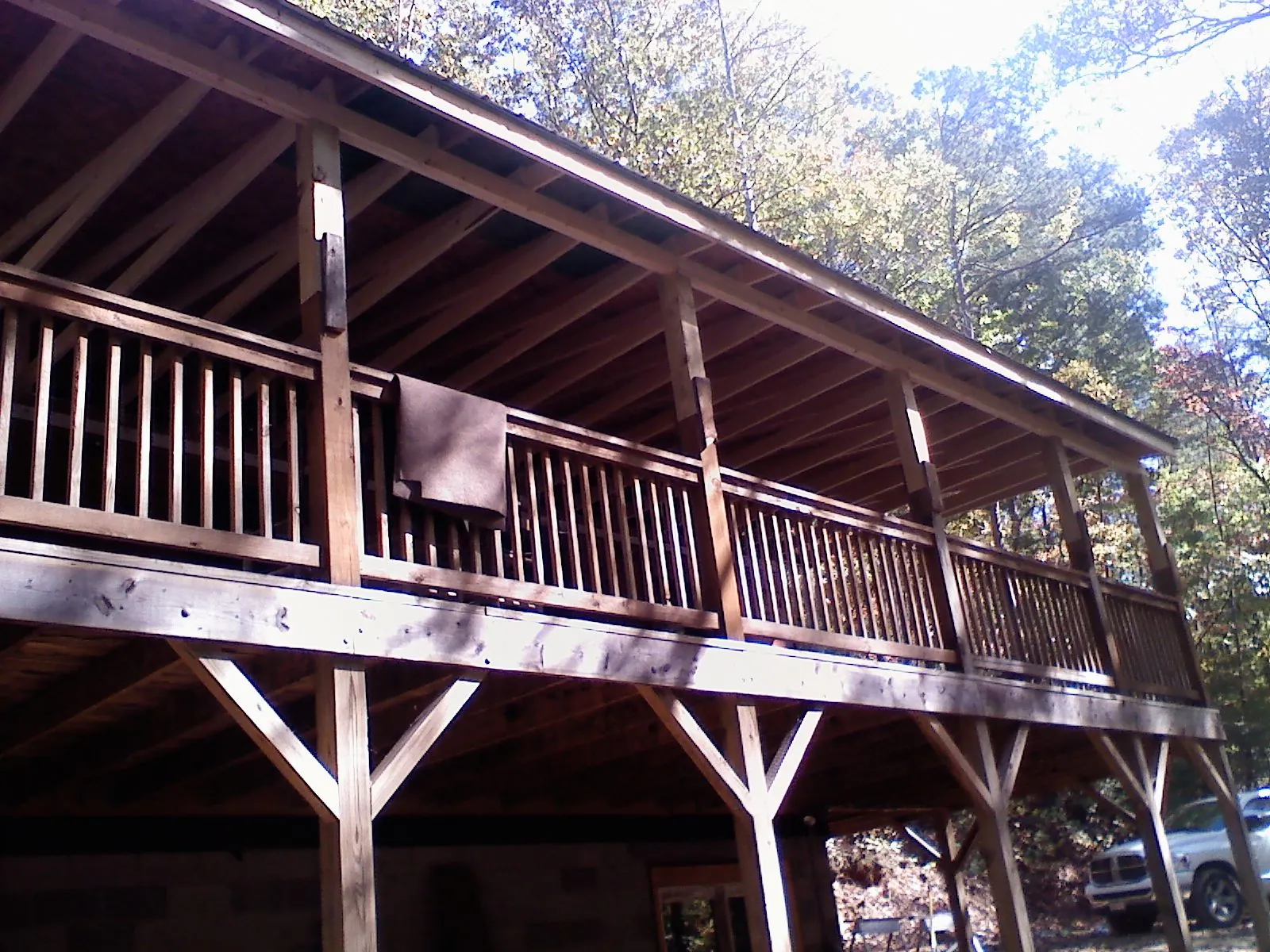 Timber framing under a new elevated porch and deck — Roof Leak Repair in Lake Harmony by Roofing Brothers